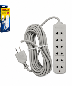 Extensión Vulcanizado 6 Tomas Universales + LED Indicador OPALUX OP-730-8M