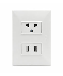 Tomacorriente Universal con Tierra + 2 Puertos USB OPALUX KF2296