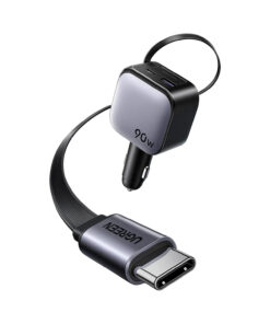 UGREEN Cargador Rápido para Automóvil de 90 W con Cable Retráctil 55909B