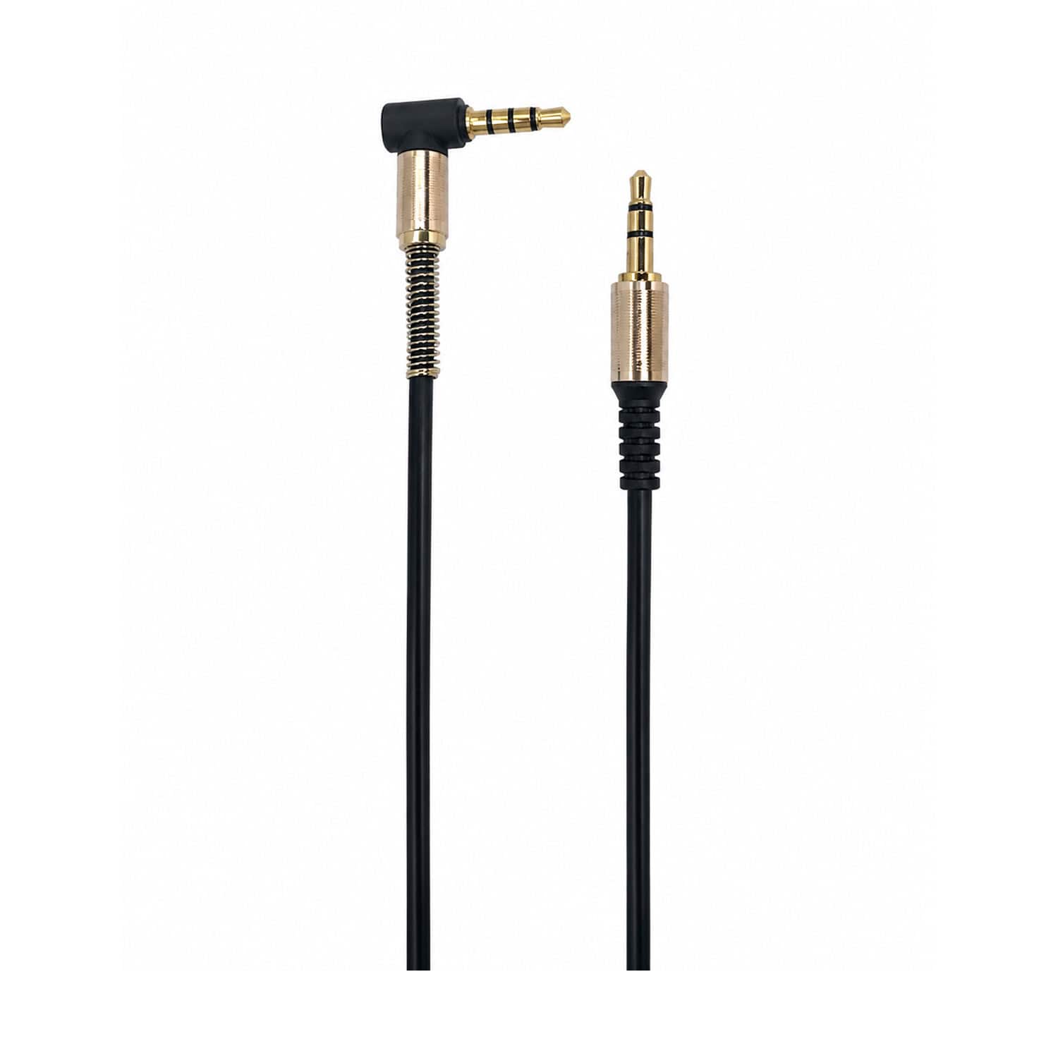 Cable Auxiliar 3.5M a Codo 3.5M de 3 Líneas, 1.20M, Color Negro y Blanco GP-AUX-03 RECRSI - Imagen 2