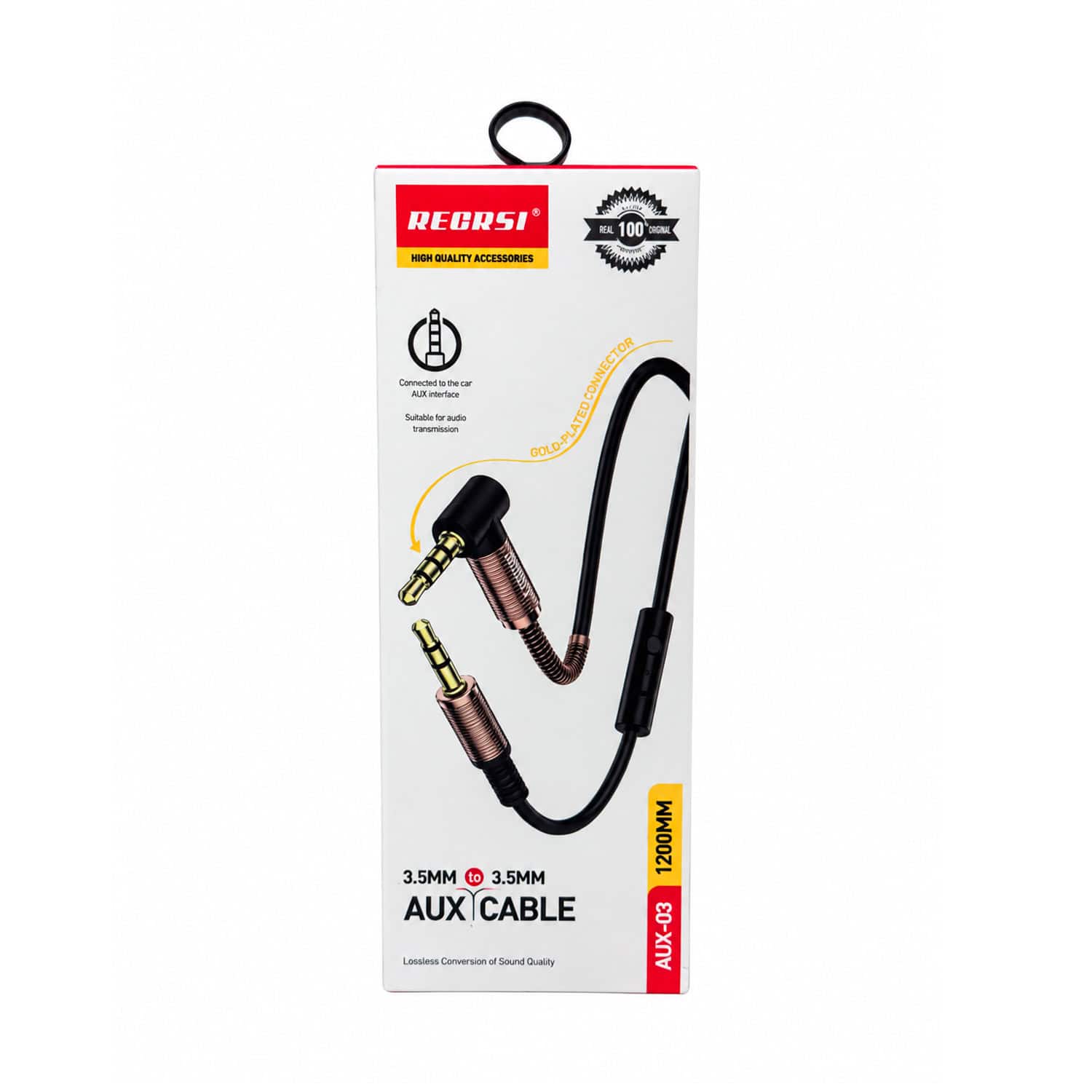 Cable Auxiliar 3.5M a Codo 3.5M de 3 Líneas, 1.20M, Color Negro y Blanco GP-AUX-03 RECRSI - Imagen 4