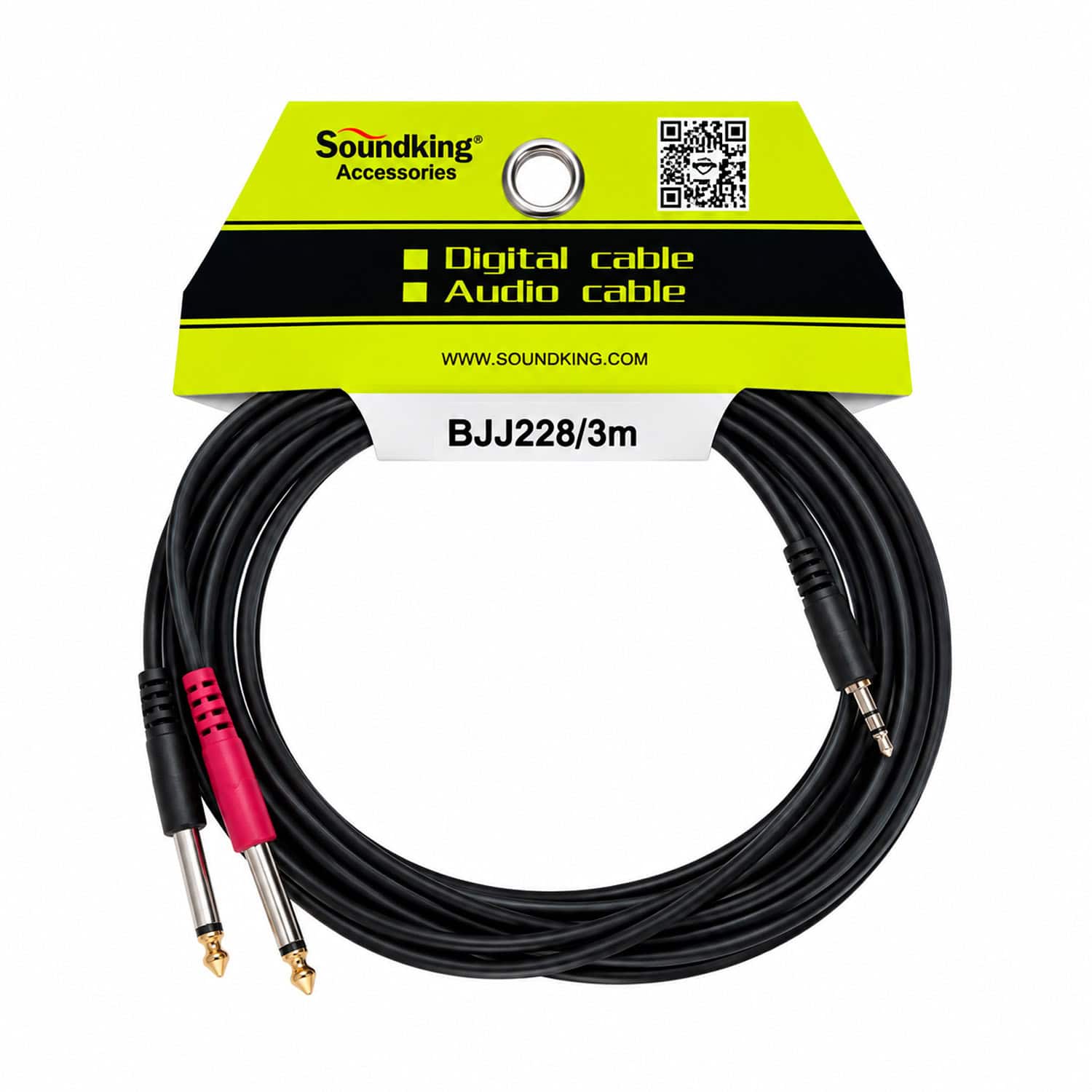 Cable 1 Plug Stereo 3.5mm a 2 Plug Mono 6.3mm 3M BJJ228/3M SOUNDKING - Imagen 4